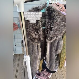 Guess Faux Fur Vest in Dark Gray